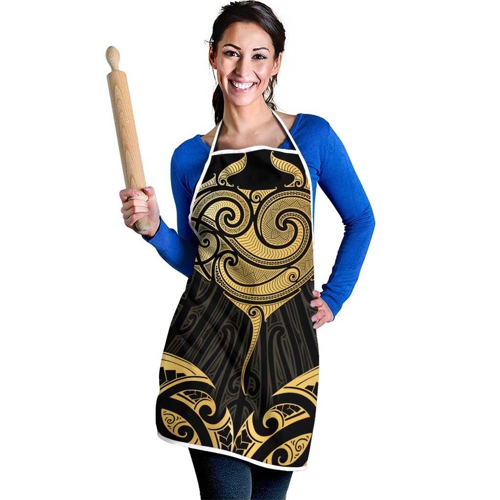 Gold Black New Zealand Manta Ray Apron Aotearoa Maori Haehae - Aussie Hoodie