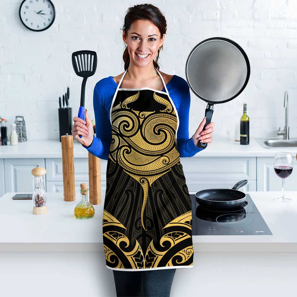 Gold Black New Zealand Manta Ray Apron Aotearoa Maori Haehae - Aussie Hoodie