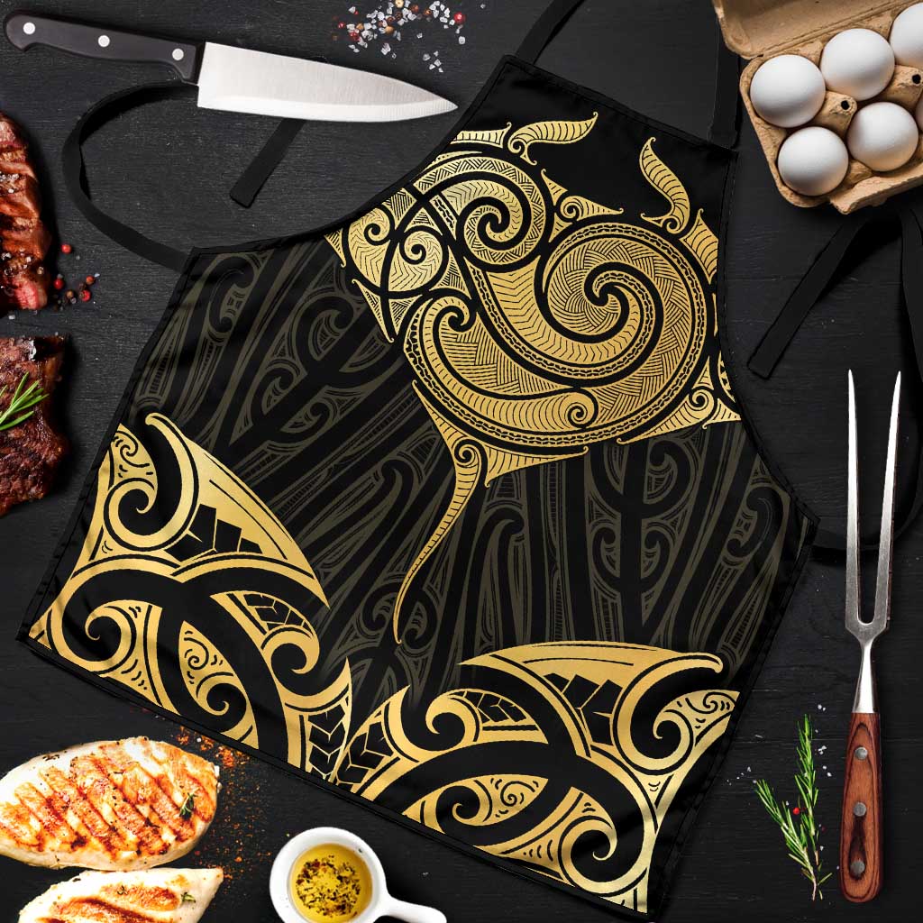 Gold Black New Zealand Manta Ray Apron Aotearoa Maori Haehae - Aussie Hoodie