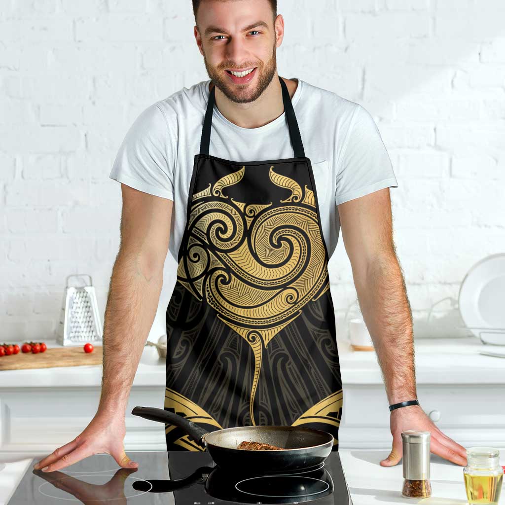 Gold Black New Zealand Manta Ray Apron Aotearoa Maori Haehae - Aussie Hoodie