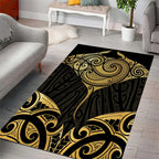 Gold Black New Zealand Manta Ray Area Rug Aotearoa Maori Haehae - Aussie Hoodie