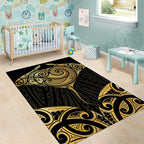 Gold Black New Zealand Manta Ray Area Rug Aotearoa Maori Haehae - Aussie Hoodie