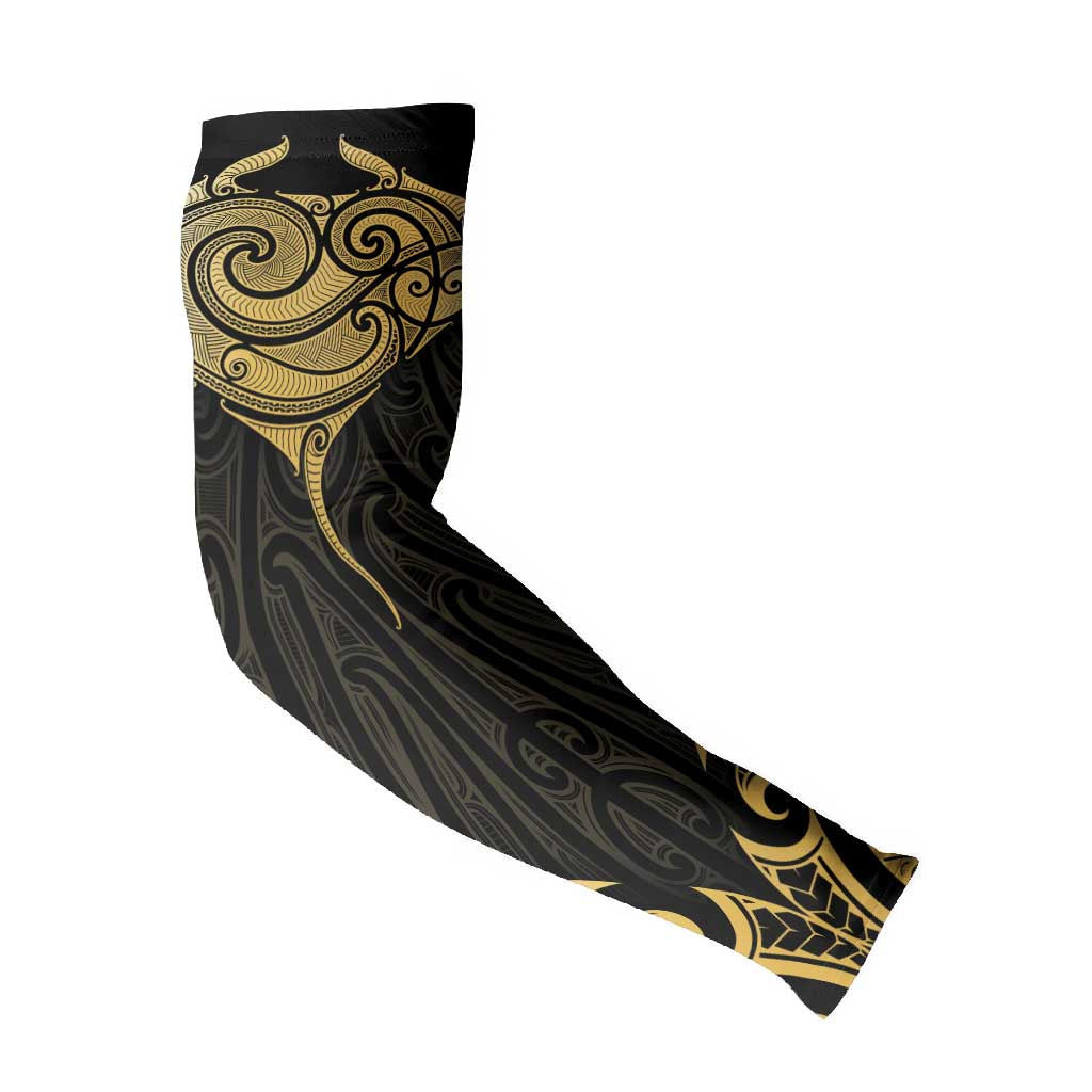 Gold Black New Zealand Manta Ray Arm Sleeves Aotearoa Maori Haehae - Aussie Hoodie