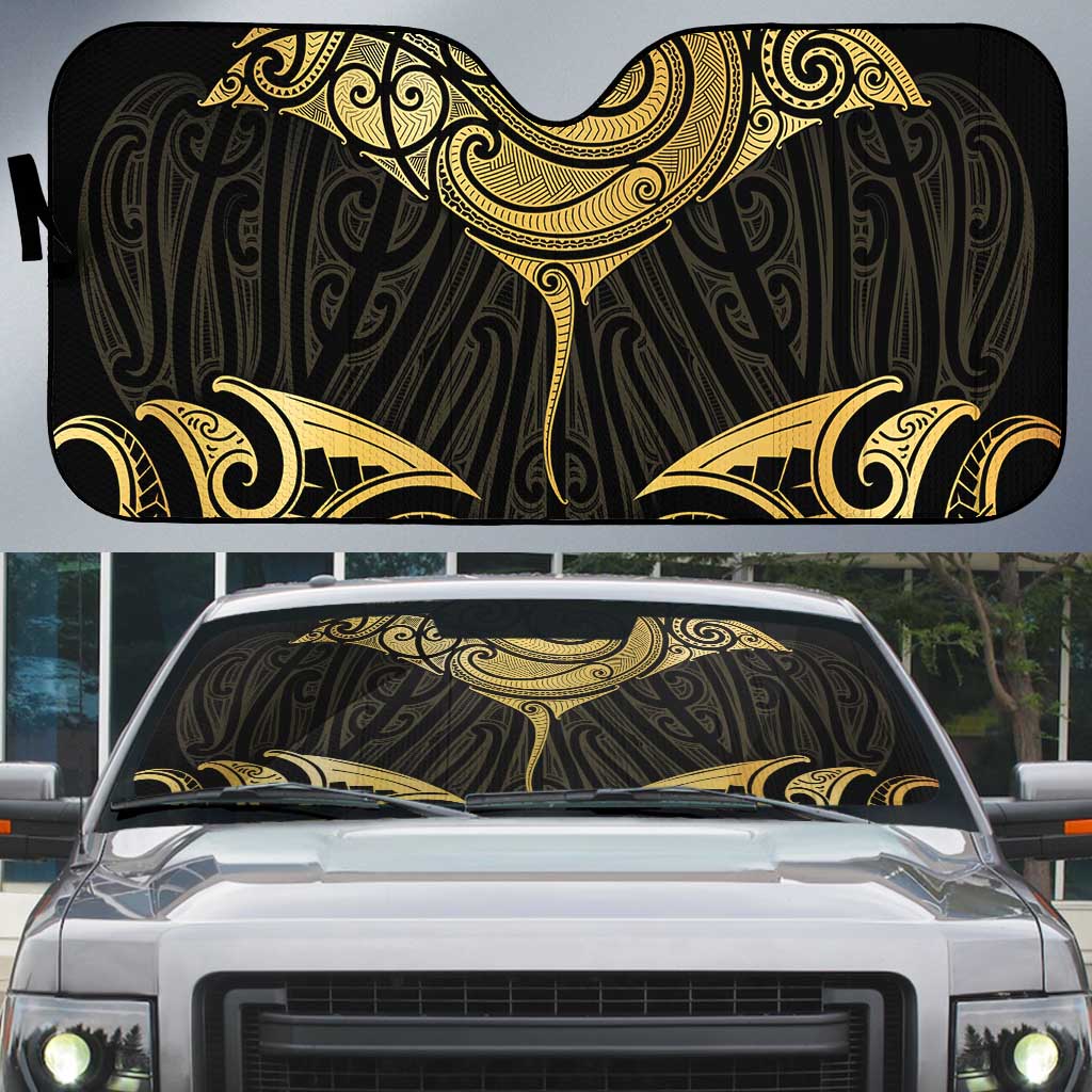 Gold Black New Zealand Manta Ray Auto Sun Shade Aotearoa Maori Haehae - Aussie Hoodie