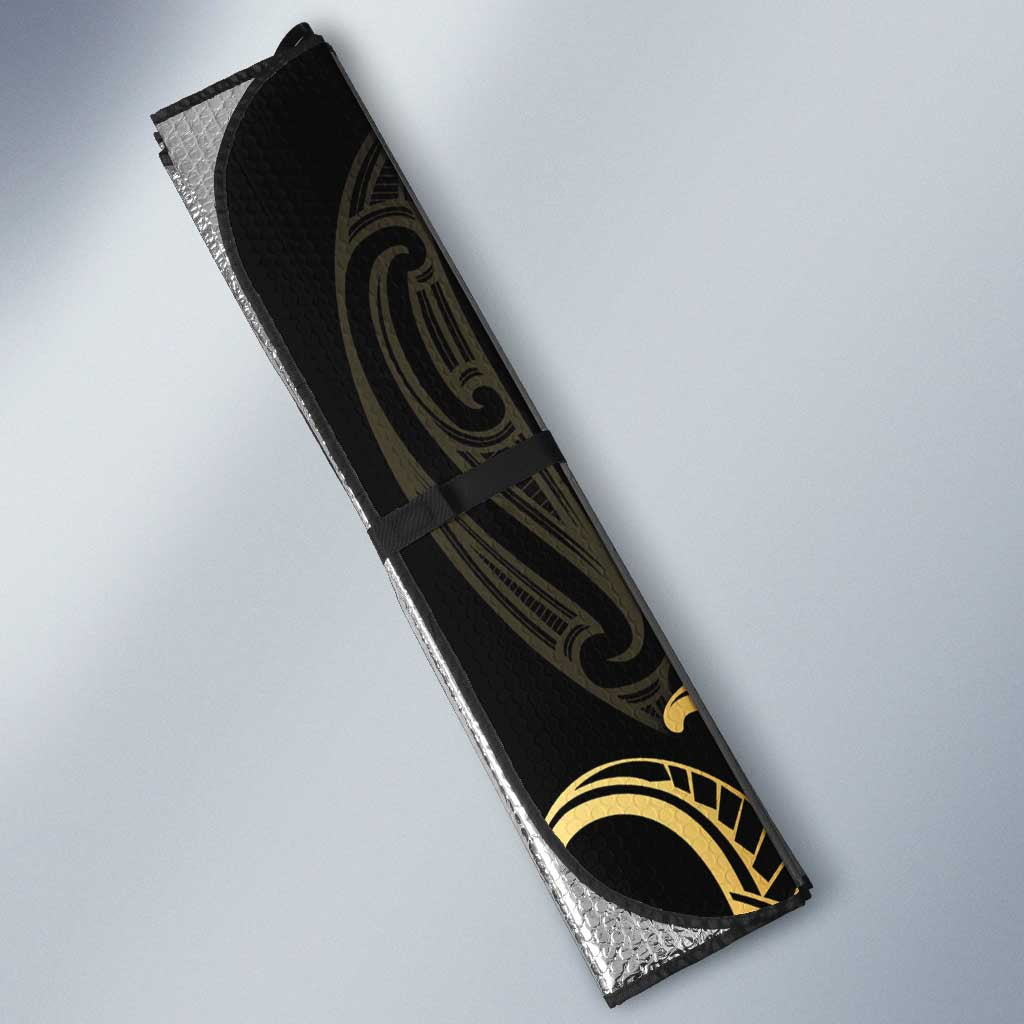 Gold Black New Zealand Manta Ray Auto Sun Shade Aotearoa Maori Haehae - Aussie Hoodie