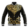 Gold Black New Zealand Manta Ray Baseball Jacket Aotearoa Maori Haehae - Aussie Hoodie