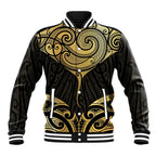 Gold Black New Zealand Manta Ray Baseball Jacket Aotearoa Maori Haehae - Aussie Hoodie