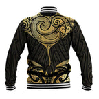 Gold Black New Zealand Manta Ray Baseball Jacket Aotearoa Maori Haehae - Aussie Hoodie