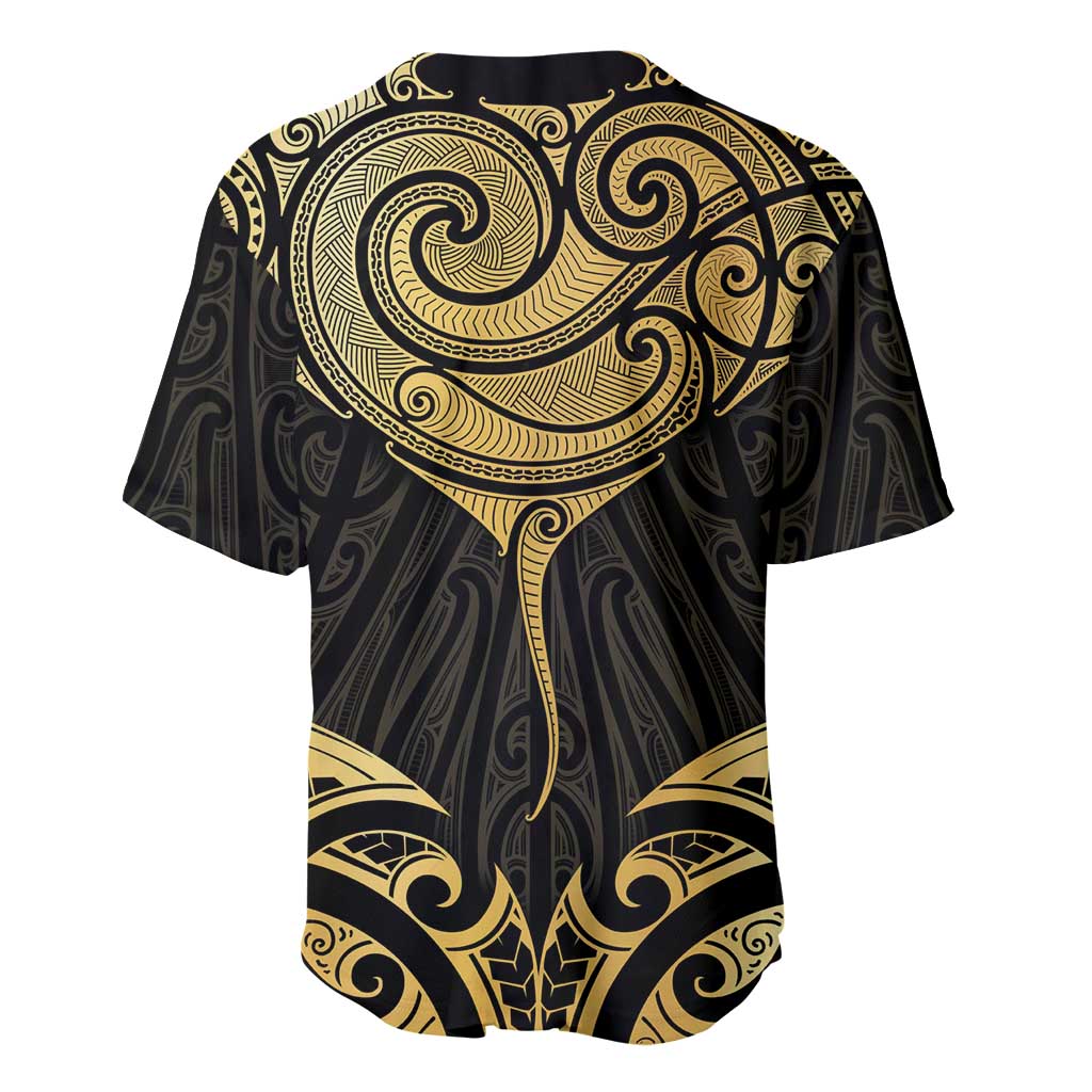 Gold Black New Zealand Manta Ray Baseball Jersey Aotearoa Maori Haehae - Aussie Hoodie