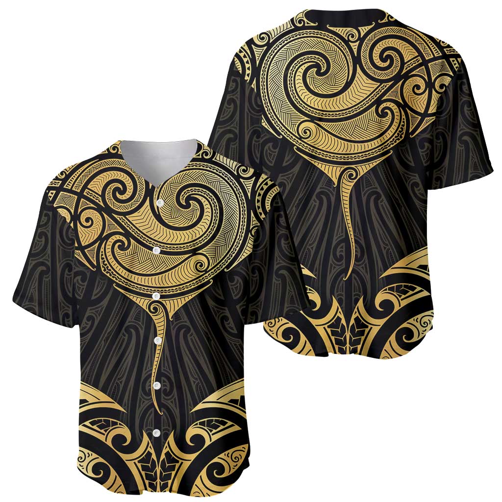 Gold Black New Zealand Manta Ray Baseball Jersey Aotearoa Maori Haehae - Aussie Hoodie