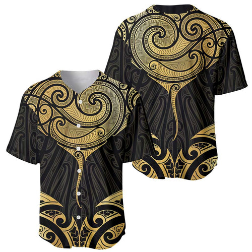 Gold Black New Zealand Manta Ray Baseball Jersey Aotearoa Maori Haehae - Aussie Hoodie