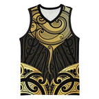 Gold Black New Zealand Manta Ray Basketball Jersey Aotearoa Maori Haehae - Aussie Hoodie