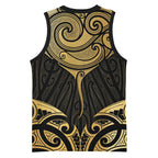Gold Black New Zealand Manta Ray Basketball Jersey Aotearoa Maori Haehae - Aussie Hoodie