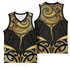 Gold Black New Zealand Manta Ray Basketball Jersey Aotearoa Maori Haehae - Aussie Hoodie