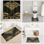 Gold Black New Zealand Manta Ray Bathroom Set Aotearoa Maori Haehae - Aussie Hoodie