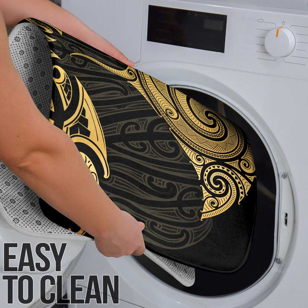 Gold Black New Zealand Manta Ray Bathroom Set Aotearoa Maori Haehae - Aussie Hoodie