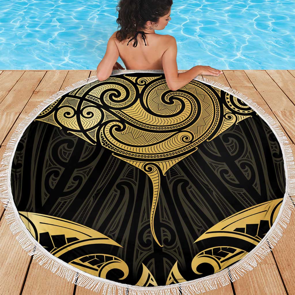 Gold Black New Zealand Manta Ray Beach Blanket Aotearoa Maori Haehae - Aussie Hoodie