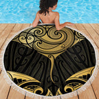 Gold Black New Zealand Manta Ray Beach Blanket Aotearoa Maori Haehae - Aussie Hoodie