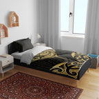 Gold Black New Zealand Manta Ray Bedding Set Aotearoa Maori Haehae - Aussie Hoodie