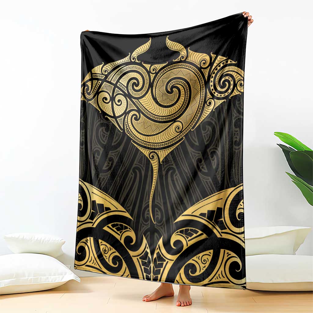 Gold Black New Zealand Manta Ray Blanket Aotearoa Maori Haehae - Aussie Hoodie