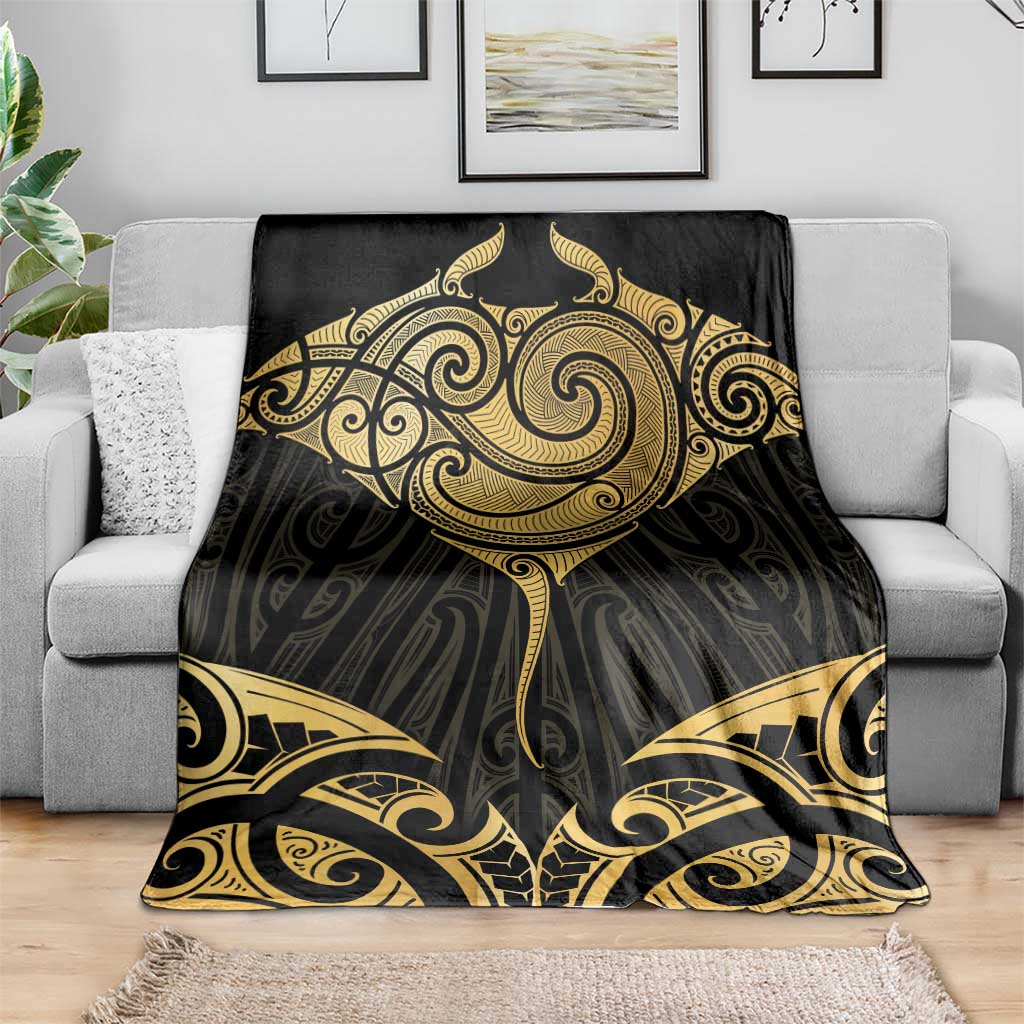 Gold Black New Zealand Manta Ray Blanket Aotearoa Maori Haehae - Aussie Hoodie