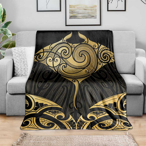 Gold Black New Zealand Manta Ray Blanket Aotearoa Maori Haehae - Aussie Hoodie