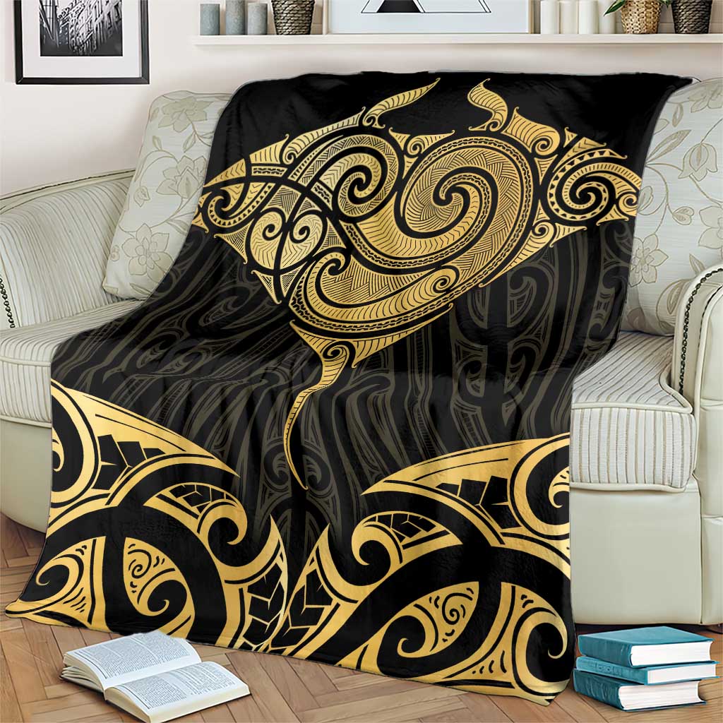 Gold Black New Zealand Manta Ray Blanket Aotearoa Maori Haehae - Aussie Hoodie