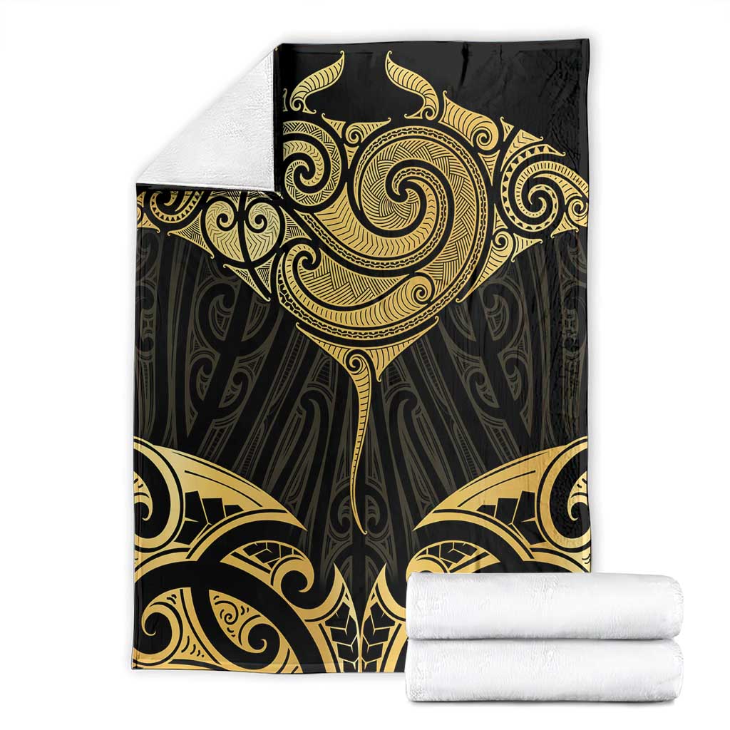 Gold Black New Zealand Manta Ray Blanket Aotearoa Maori Haehae - Aussie Hoodie