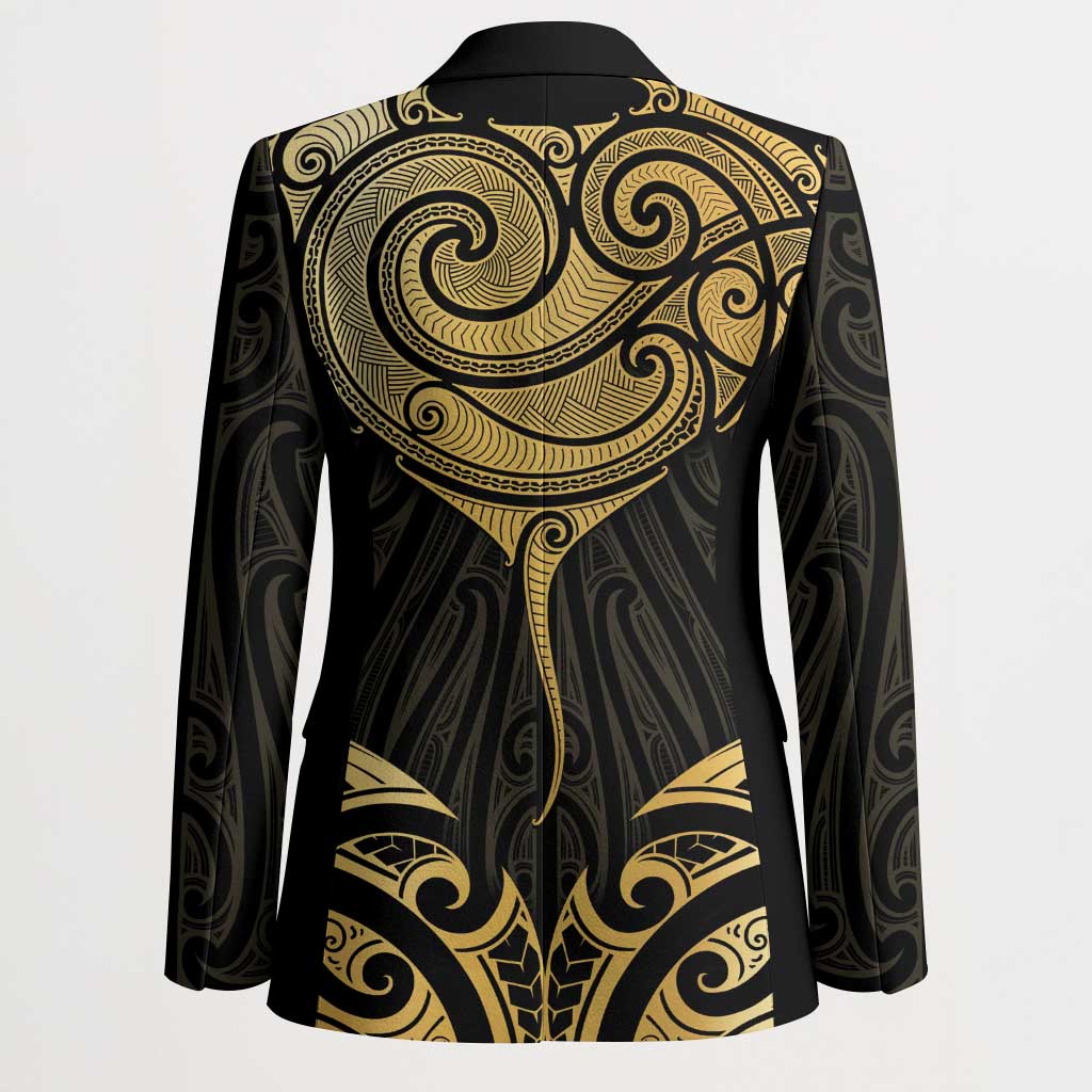 Gold Black New Zealand Manta Ray Blazer Aotearoa Maori Haehae - Aussie Hoodie