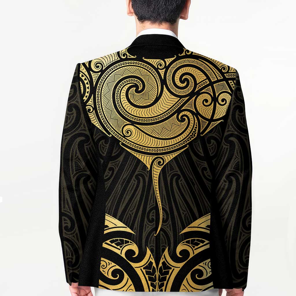 Gold Black New Zealand Manta Ray Blazer Aotearoa Maori Haehae - Aussie Hoodie