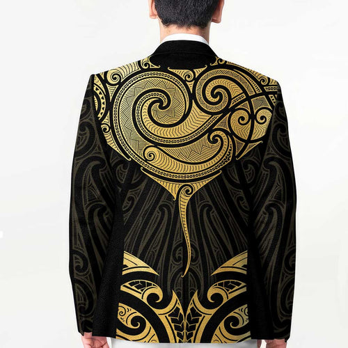 Gold Black New Zealand Manta Ray Blazer Aotearoa Maori Haehae - Aussie Hoodie
