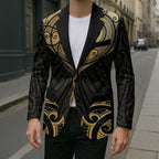 Gold Black New Zealand Manta Ray Blazer Aotearoa Maori Haehae - Aussie Hoodie