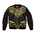 Gold Black New Zealand Manta Ray Bomber Jacket Aotearoa Maori Haehae - Aussie Hoodie