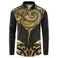 Gold Black New Zealand Manta Ray Button Sweatshirt Aotearoa Maori Haehae - Aussie Hoodie
