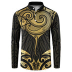 Gold Black New Zealand Manta Ray Button Sweatshirt Aotearoa Maori Haehae - Aussie Hoodie