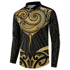 Gold Black New Zealand Manta Ray Button Sweatshirt Aotearoa Maori Haehae - Aussie Hoodie