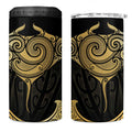 Gold Black New Zealand Manta Ray 4 in 1 Can Cooler Tumbler Aotearoa Maori Haehae - Aussie Hoodie