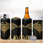 Gold Black New Zealand Manta Ray 4 in 1 Can Cooler Tumbler Aotearoa Maori Haehae - Aussie Hoodie