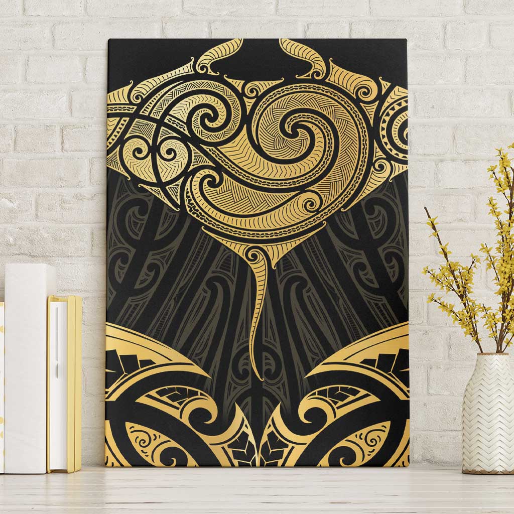 Gold Black New Zealand Manta Ray Canvas Wall Art Aotearoa Maori Haehae - Aussie Hoodie