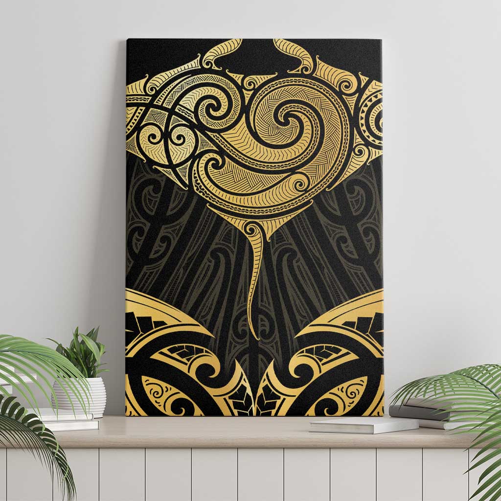 Gold Black New Zealand Manta Ray Canvas Wall Art Aotearoa Maori Haehae - Aussie Hoodie