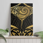 Gold Black New Zealand Manta Ray Canvas Wall Art Aotearoa Maori Haehae - Aussie Hoodie