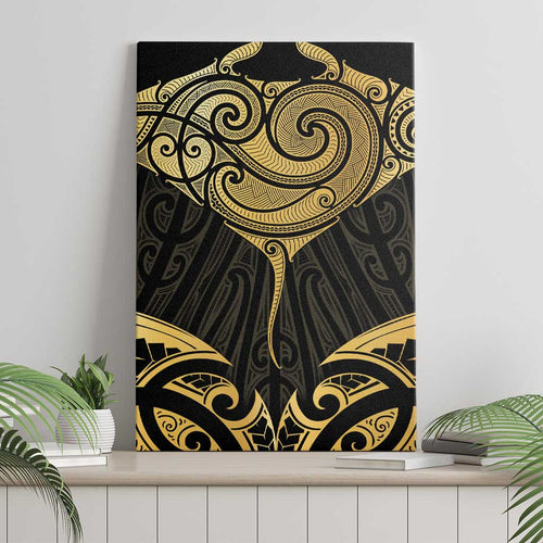 Gold Black New Zealand Manta Ray Canvas Wall Art Aotearoa Maori Haehae - Aussie Hoodie