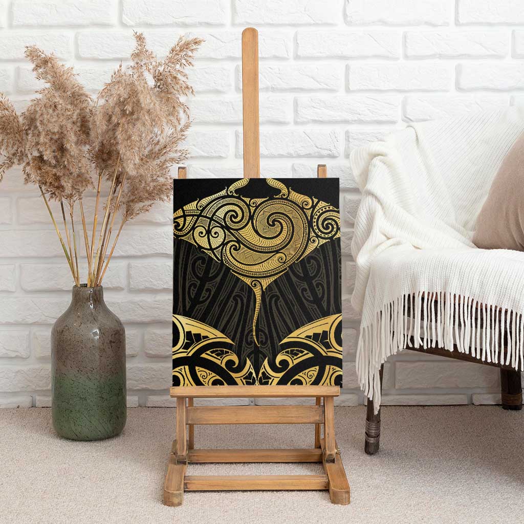 Gold Black New Zealand Manta Ray Canvas Wall Art Aotearoa Maori Haehae - Aussie Hoodie