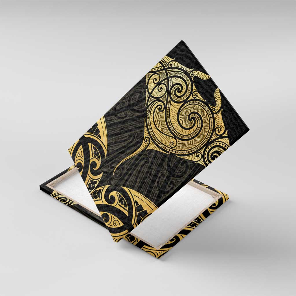 Gold Black New Zealand Manta Ray Canvas Wall Art Aotearoa Maori Haehae - Aussie Hoodie