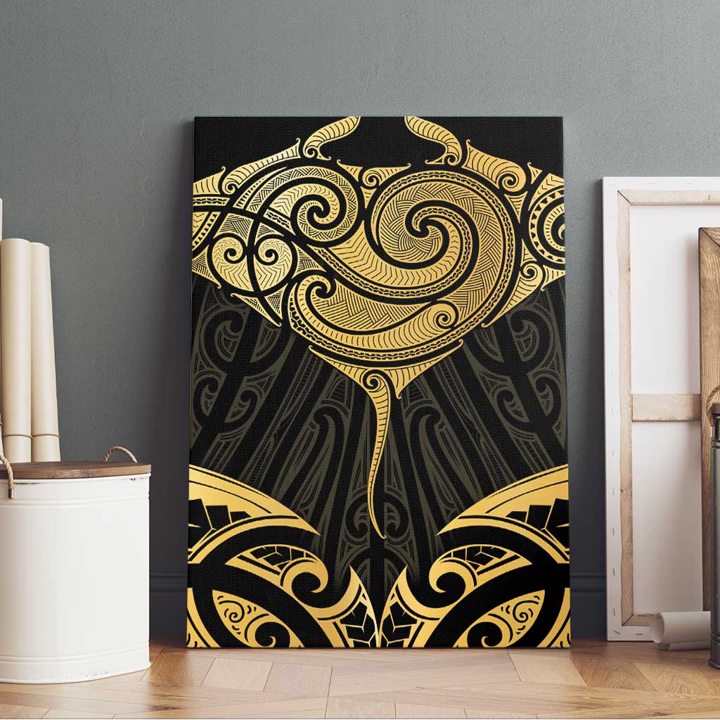 Gold Black New Zealand Manta Ray Canvas Wall Art Aotearoa Maori Haehae - Aussie Hoodie