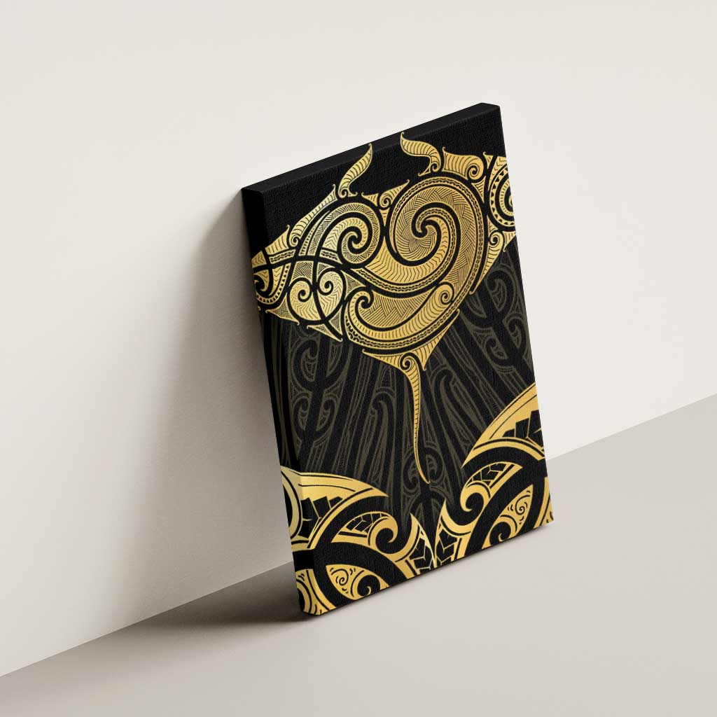 Gold Black New Zealand Manta Ray Canvas Wall Art Aotearoa Maori Haehae - Aussie Hoodie