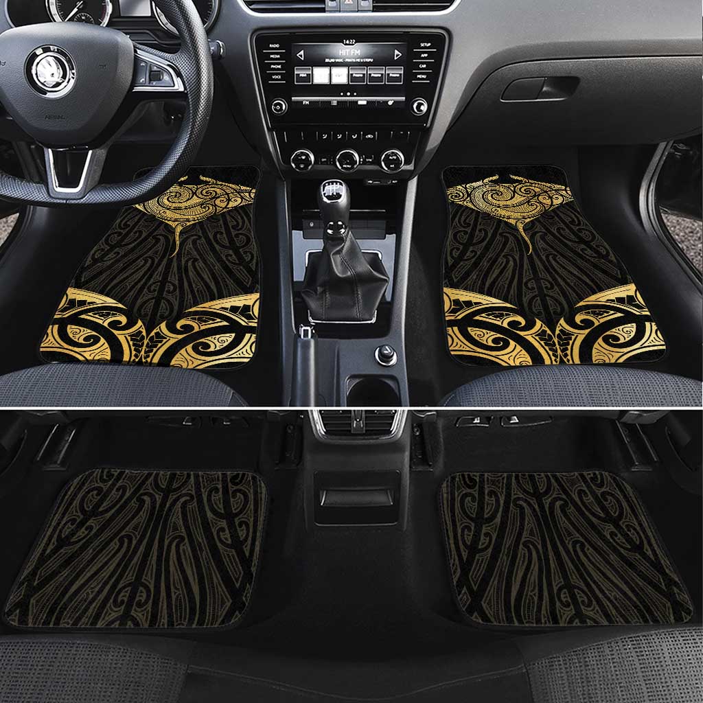 Gold Black New Zealand Manta Ray Car Mats Aotearoa Maori Haehae - Aussie Hoodie