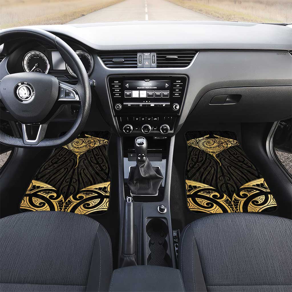 Gold Black New Zealand Manta Ray Car Mats Aotearoa Maori Haehae - Aussie Hoodie