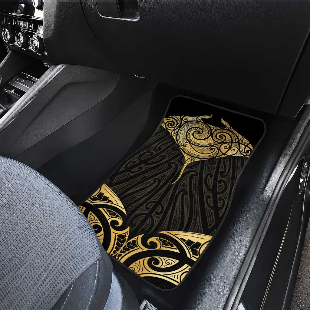 Gold Black New Zealand Manta Ray Car Mats Aotearoa Maori Haehae - Aussie Hoodie