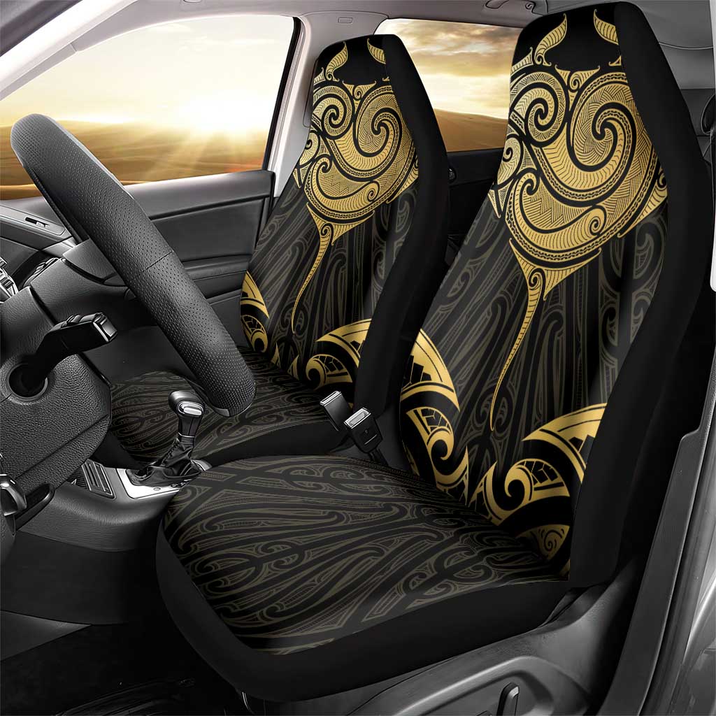 Gold Black New Zealand Manta Ray Car Seat Cover Aotearoa Maori Haehae - Aussie Hoodie